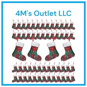 Plush Cuff Christmas Mini Stockings 7 Inch Buffalo Plaid 